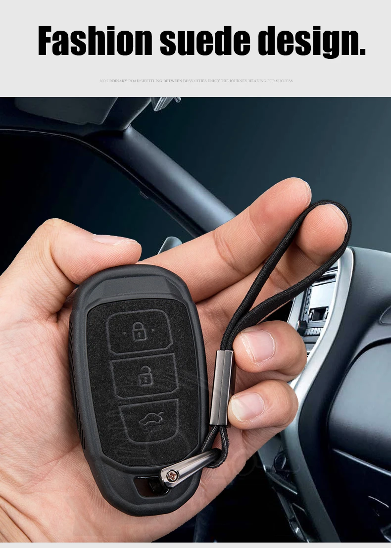 Чехол для ключей автомобиля из замши и ТПУ для hyundai i30 Ix35 KONA Encino Solaris Azera Grandeur Ig Accent Santa Fe Palisade