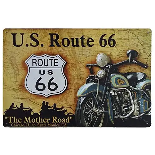 Route 66 NEON Road Sign Decor Metal Tin Garage Plaque for car Shop bar Pub Wall Holiday Painting SPM13-3 20x30cm B1 | Дом и сад