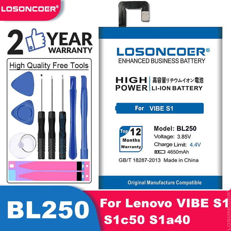 Аккумулятор LOSONCOER BL250 4650 мАч для Lenovo VIBE S1 аккумулятор S1a40 S1c50 | Мобильные телефоны и