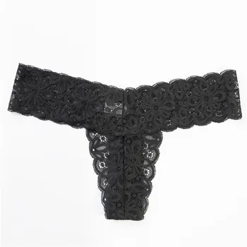 

Low Waist New Ladies Sexy Lace Thong Hollow Transparent Temptation T Pants Comfortable Cotton Crotch Panties Underwear Women