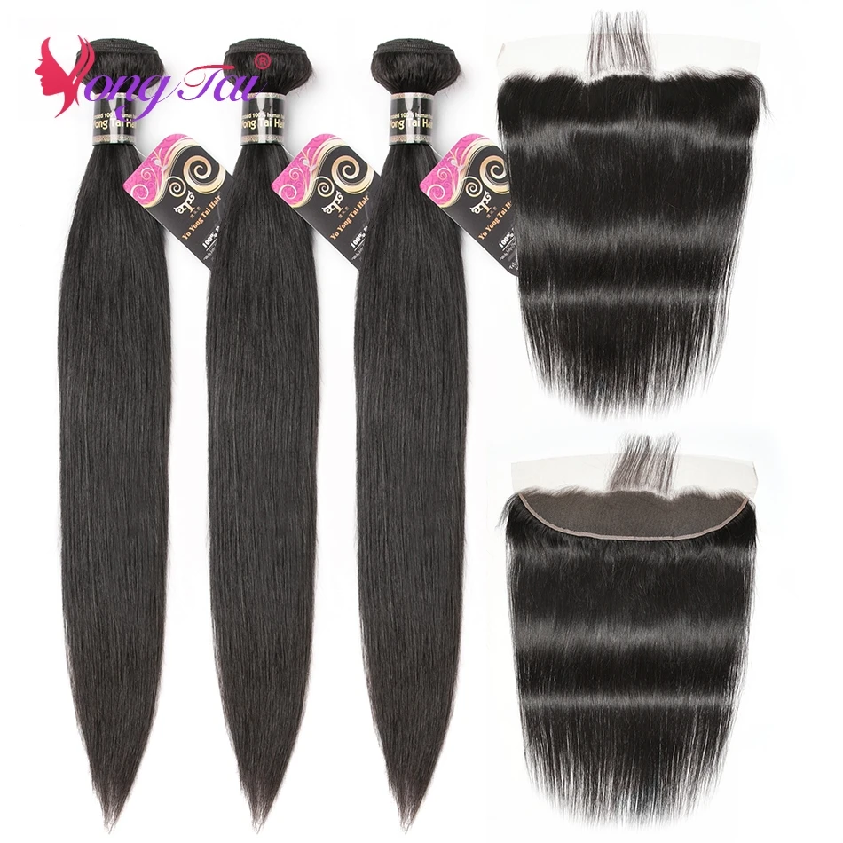 

YuYongTai Hair Straight 3 Bundles With 13*4 Lace Front Brazilian Hair Weave Remy 100% Human Hair Free Shipping
