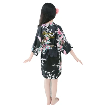 

Print Peacock Child Sleepwear Nightdress Flower Girl Wedding Kimono Bathrobe Gown Home Clothes Nightwear Robe Kids Nightgown