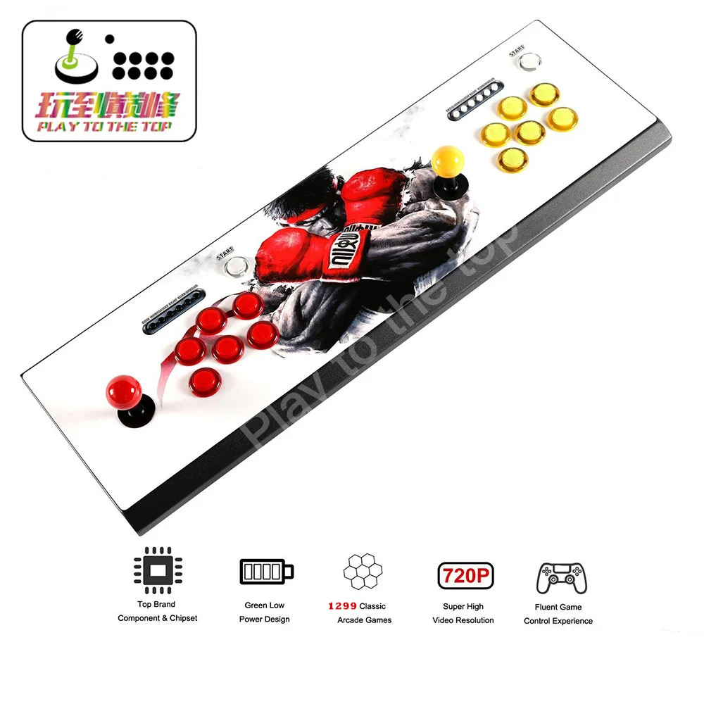 Игровая приставка 5 светодиодный игровой консоли 1299 игр 2 игрока металлическая аркадная машина для видеоигр с 1280x720 Full HD разъем HDMI VGA
