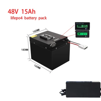 

48V 15Ah Lifepo4 battery 48v lithium battery BMS 16S deep cacles for 1000w scooter bike light fishing + 3A charger