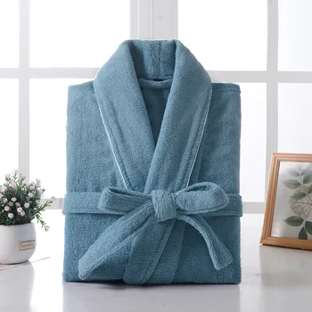 100% cotone lungo spesso assorbente spugna accappatoio Kimono uomo leggero waffle asciugamano accappatoio indumenti da notte donna vestaglia 1