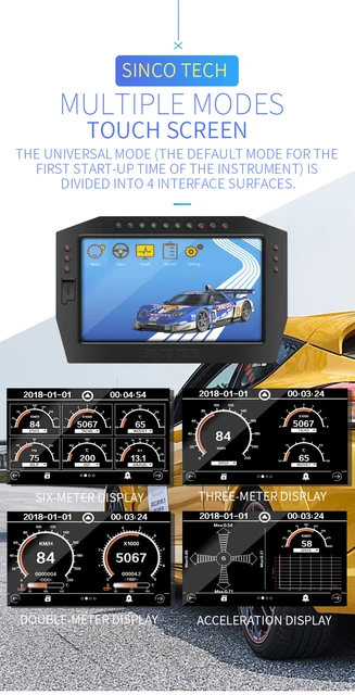 SINCO TECH 7'' LCD Universal Digital DashBoard Race Dash Auto