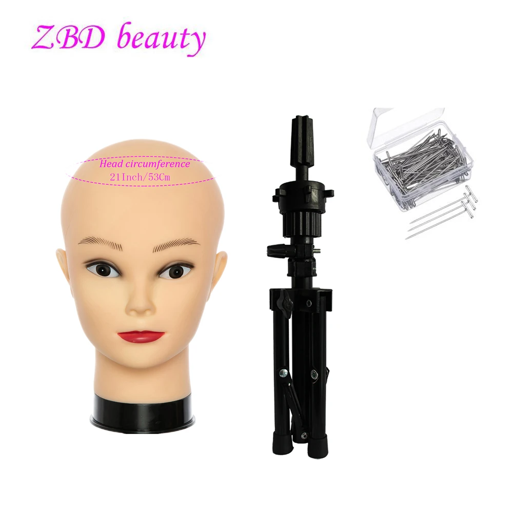Female Bald Mannequin Head With Wigs Stand Training And Doll For Make Up Practicing |