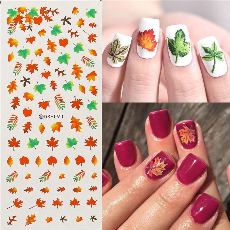 

1 Pcs Nail Stickers 3D Decal Autumn Theme Maple Leaf Pattern Water Transfer Nail Tips Sliders Sticker Decals DIY Nail Art Decor