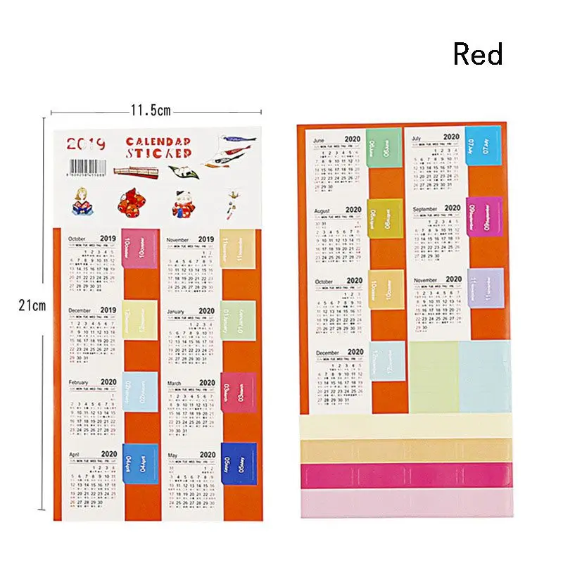 Год ежемесячный календарь наклейка дневник планировщик блокнот скрапбук декоративная наклейка s аксессуар DIY Statinery - Цвет: Красный
