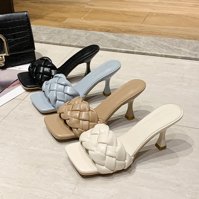 Новинка 2020 года Женские брендовые летние шлепанцы высокого качества Плетеные