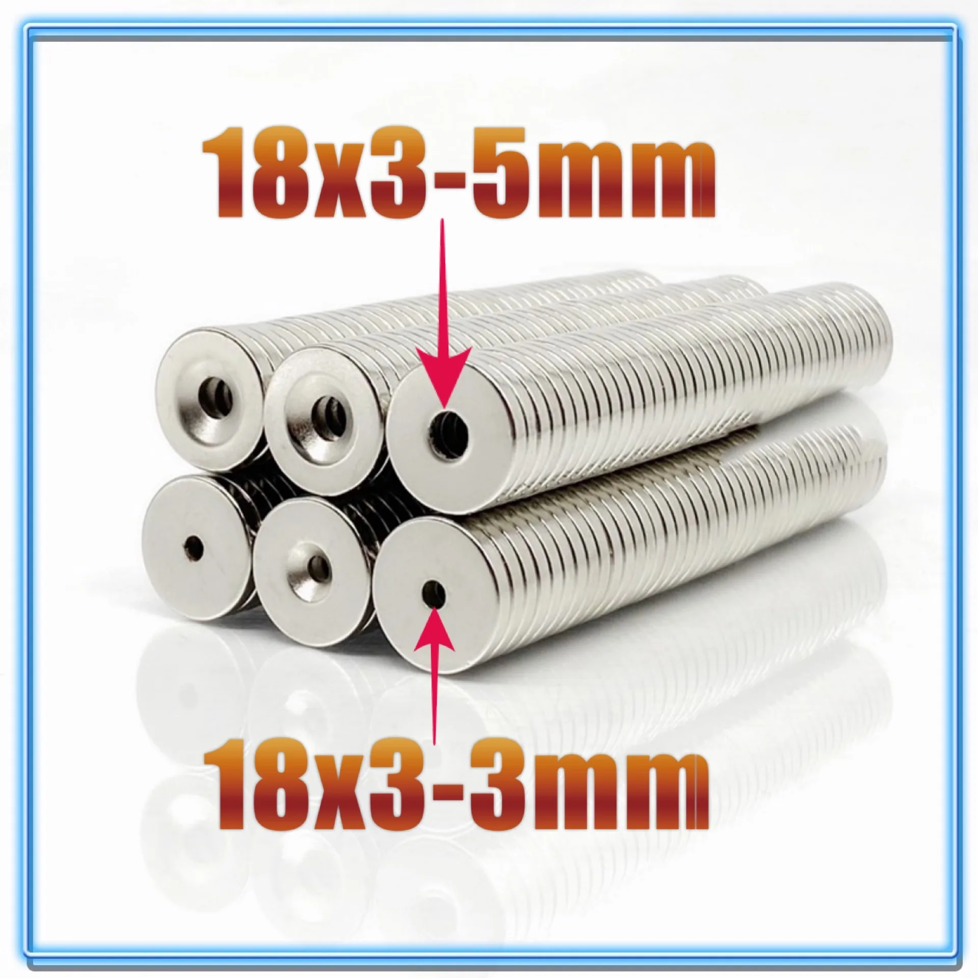

5/10/50/200Pcs Neodymium Magnet 18x3 Hole 3/5 N35 NdFeB Round Super Powerful Strong Permanent Magnetic imanes Disc 18*3 Hole 3