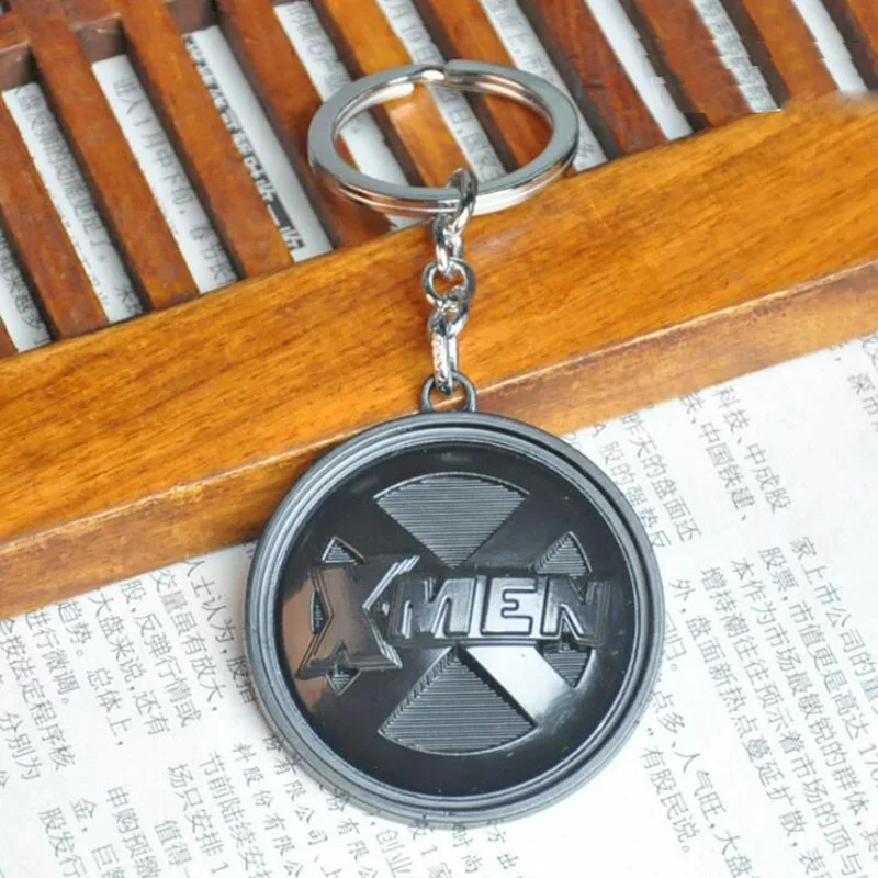10 шт./лот 3D комический супергерой DC X-MEN логотип брелок для ключей в форме щита Марвел из мстителей комиксов X человек брелок завесы для сувениры для поклонников - Цвет: Черный