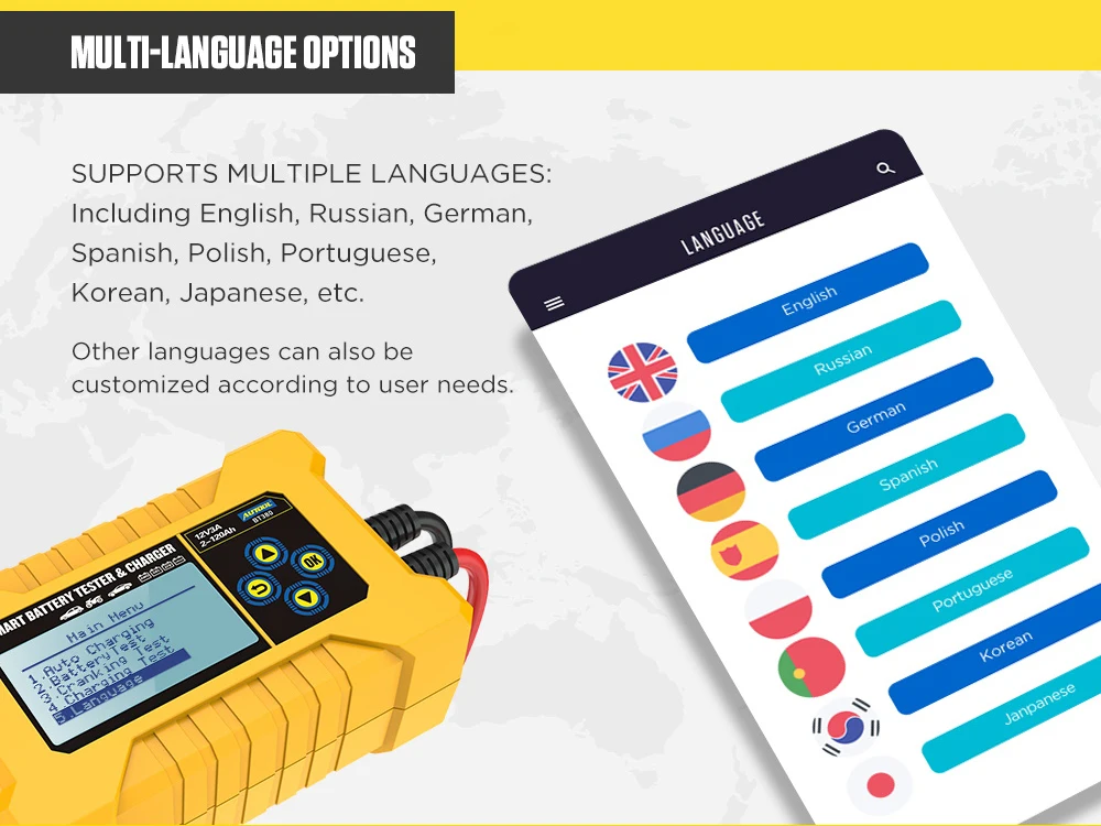 새로운 원래 AUTOOL BT380 12V CCA2400 자동차 배터리 테스터 배터리 충전기 분석기 220V 110V 차량 보조베터리