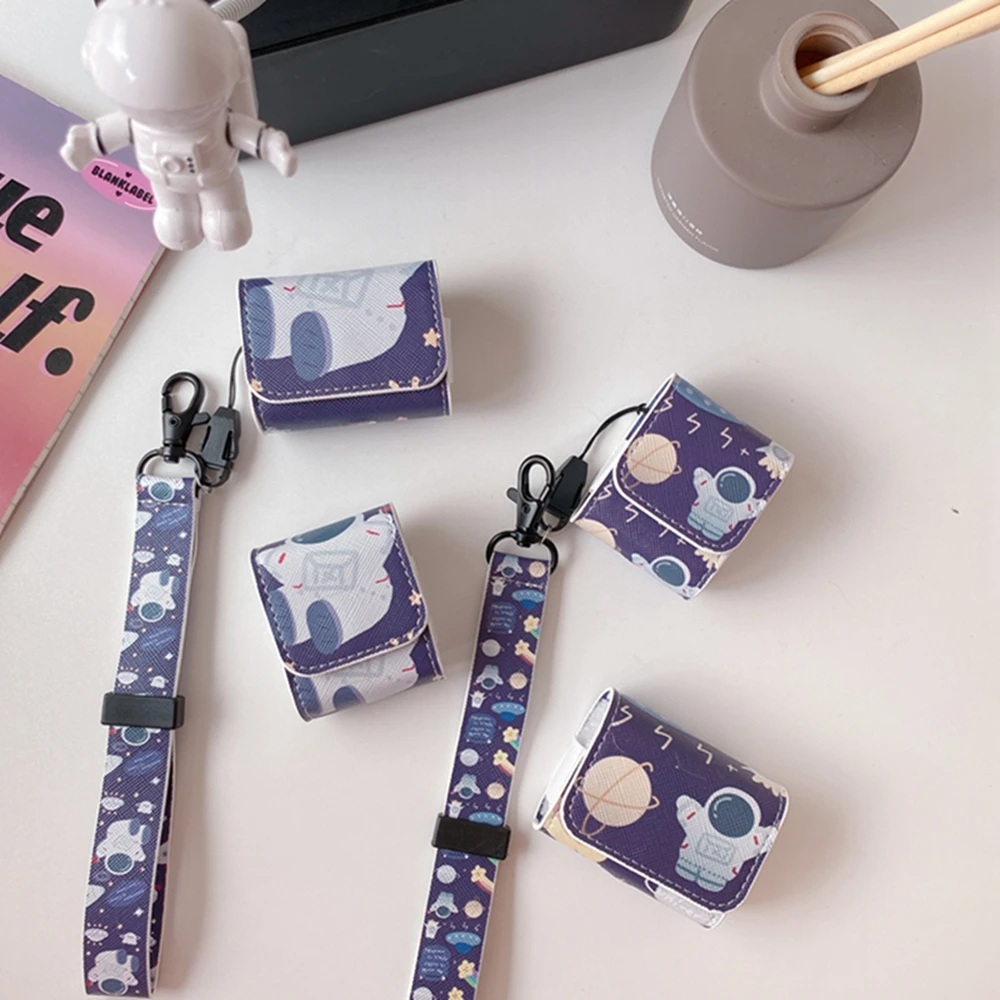 

New For AirPods 2 AirPods Case Cute cartoon leather Lanyard silicon headphone Cover For Air pods 3 1 Case Protect