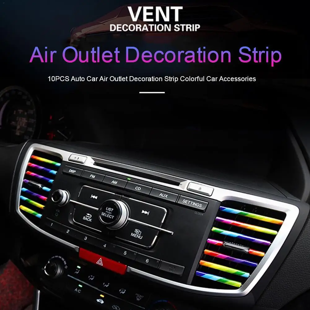 

10pcs Car Styling Auto Car Plating Air Outlet Trim Strip 20cm Moulding Strip Air Vent Grilles Rim Trim Cars Decoration Strips