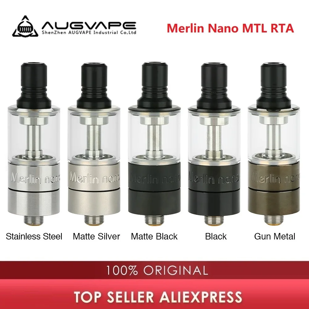 Оригинальный Augvape Merlin Nano MTL RTA 2 мл/3 5 мл с ремонтным баком 18 мм и двумя постами одна