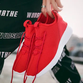 

2018 Black White Red Casual Shoes High top Sneakers Men Shoes Breathable Mesh Male Shoes S2558-2564 Morliron