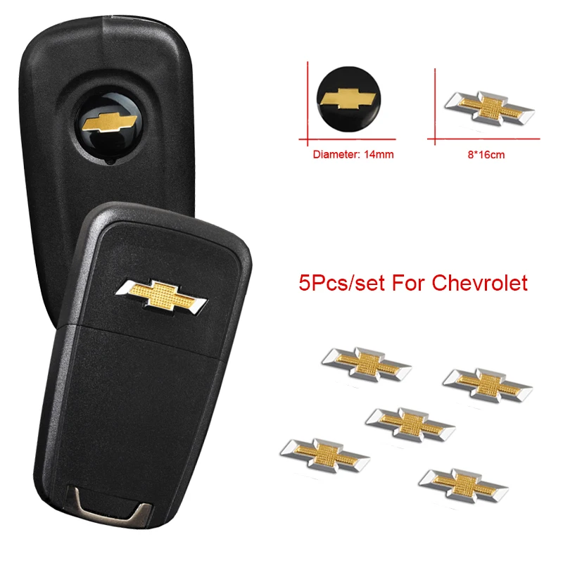 5Pcs Aluminum Alloy Car Remote Control Key Emblem Badge Stickers For Chevrolet Camaro Cruze SS Captiva Impala Sonic Suburban Z71 |