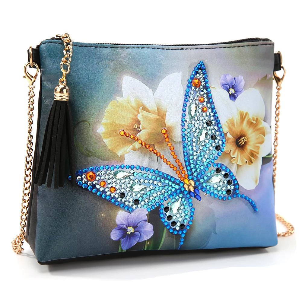 DIY бабочка цветок специальная форма алмазная картина цепь сумка на плечо кожа для женщин клатч сумка для хранения для подруги подарок