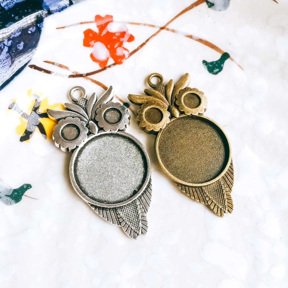 5 шт./лот 20 мм ожерелье Кулон Установка античный бронзовый серебристый цвет