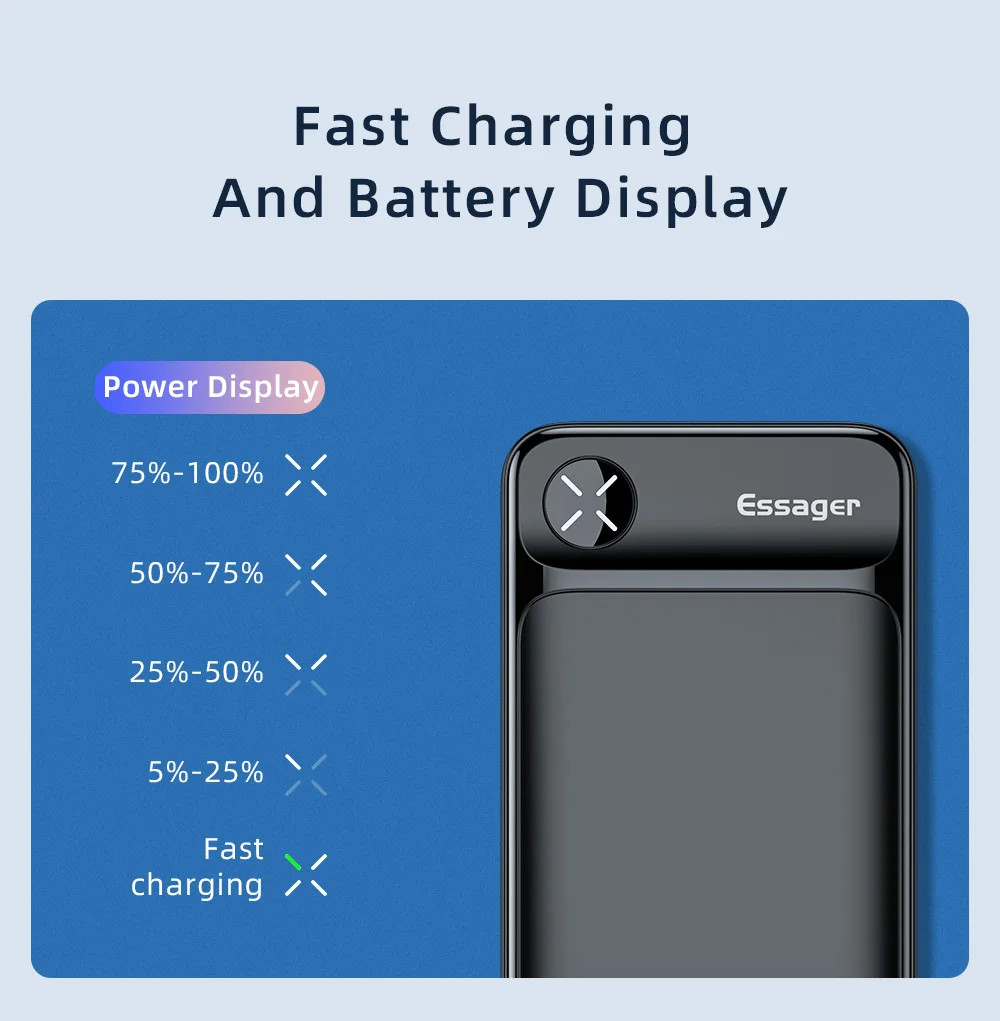 Essager 20000mAh Power Bank PD 20W 20000 mAh Powerbank External Battery Pack Fast Charging Portable Charger For iPhone Poverbank