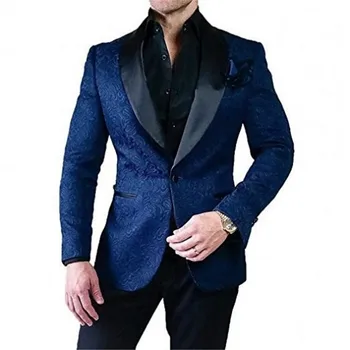 

New Arrival Groomsmen Shawl Satin Lapel Groom Tuxedos Pattern Men Suits Wedding/Prom Best Man Blazer ( Jacket + Pants + Tie) Z4
