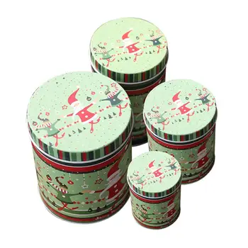

4 Pcs Candy Boxes Tinplate Exquisite Christmas Patterned Tin Boxes for Snack