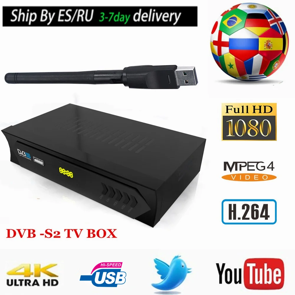 Vmade UHD 1080P H.264 MPEG 2/4 DVB S2 ресивер спутникового ТВ декодер поддерживает CS Bisskey Youtube M3U +