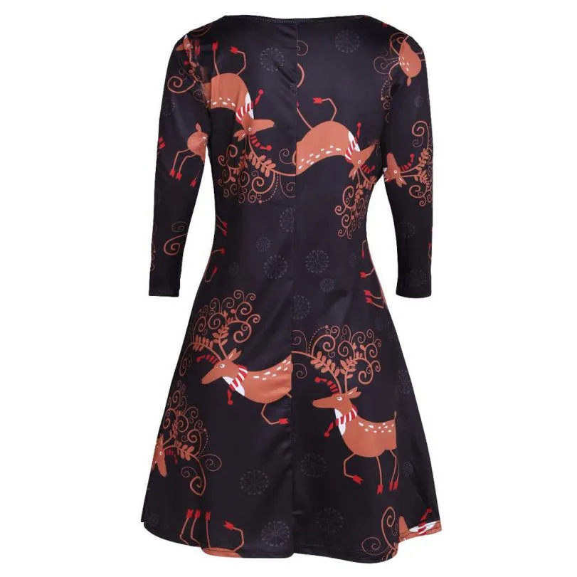 Ночнушка# W401 Новое модное платье для женщин Рождество дамы Снеговик качели вечерние с круглым вырезом зимние подарки Горячая
