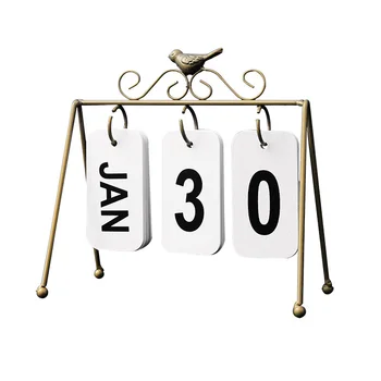 

Page Flip Calendar Home Decoration Accessories Nordic Iron Bird Page Flip Calendar Decoration Crafts Wooden Perpetual Calendar