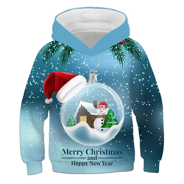 Sweater Santa Claus Christmas Children's Hoodie Boys Long-Sleeved Girls 3D Printed Autumn Winter Coat Fashion Festival Clothing TZWY-040447