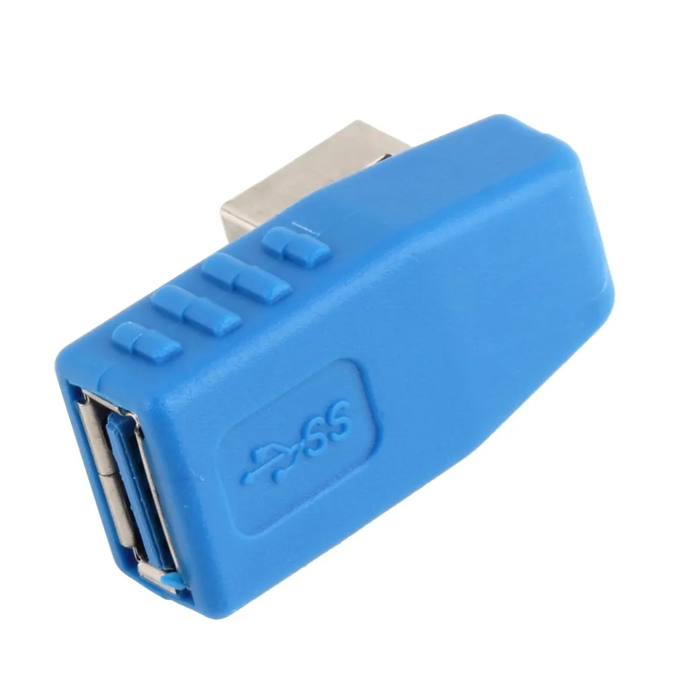 Синий 90 градусов вертикальный левый Угловой USB 3,0 мужчина к женскому M/F переходник, конвертер оптом