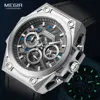 MEGIR stainless Steel Watches Men 2022 Luxury Brand Military Sports Wristwatch Leather Strap Chronograph Quartz Watch Waterproof ► Photo 1/6