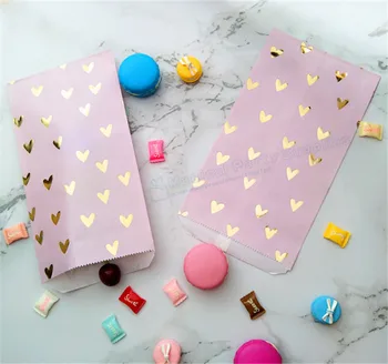 

50pcs Lalic Foil Gold Heat Gift Bags Wedding Favor Treat Paper Bag Small Gift Popcorn Macarons Envelope Girl Birthday Paper Bag