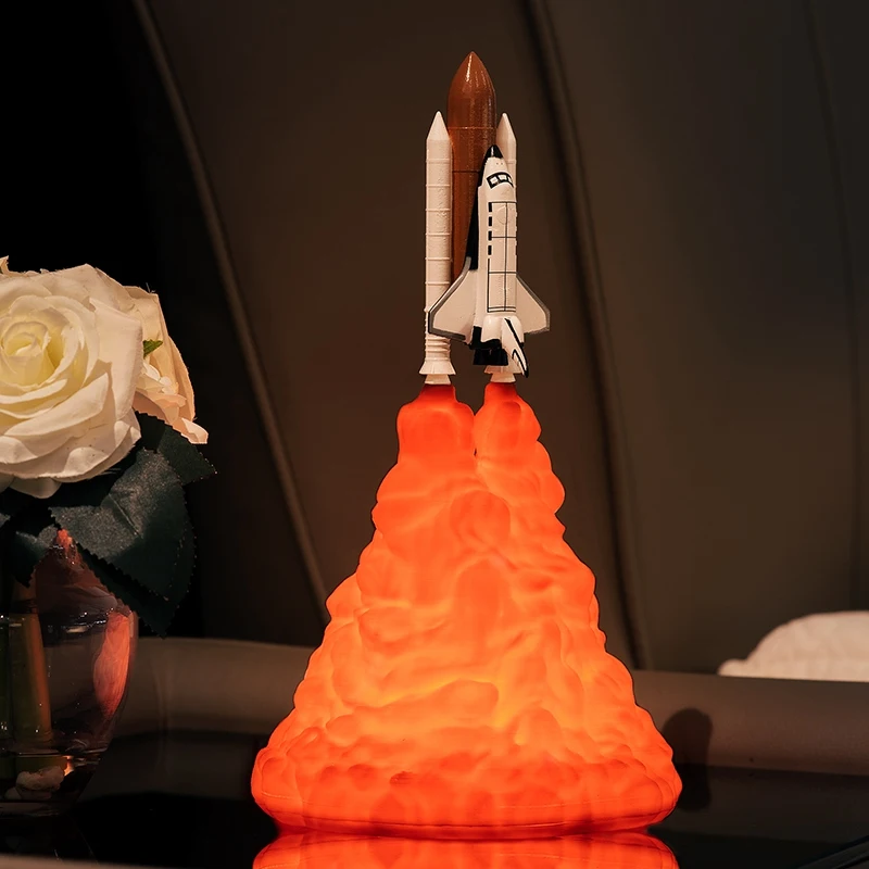 

Space Shuttle Lamp and Moon Lamps in Night Light By 3D Print for Space Lovers Rocket Lamp