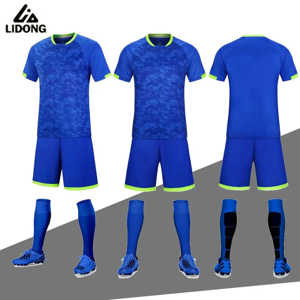 

new Digital printing Soccer Jerseys Set Men Kids Football kit Training Suits Uniform camisa de futebol Fluorescent blue t shirt