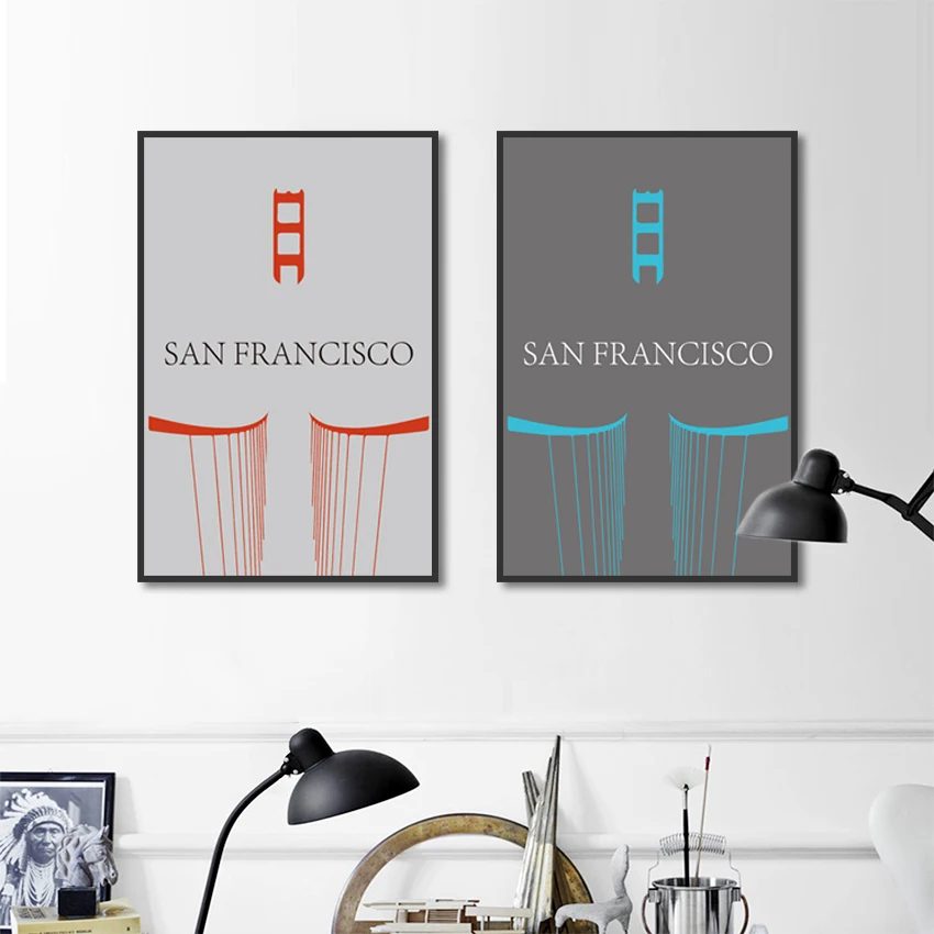 

Nordic Minimalist Abstract San Francisco Sign Plate Canvas Painting Photo Print Art Poster On The Wall Airport Home Decoration