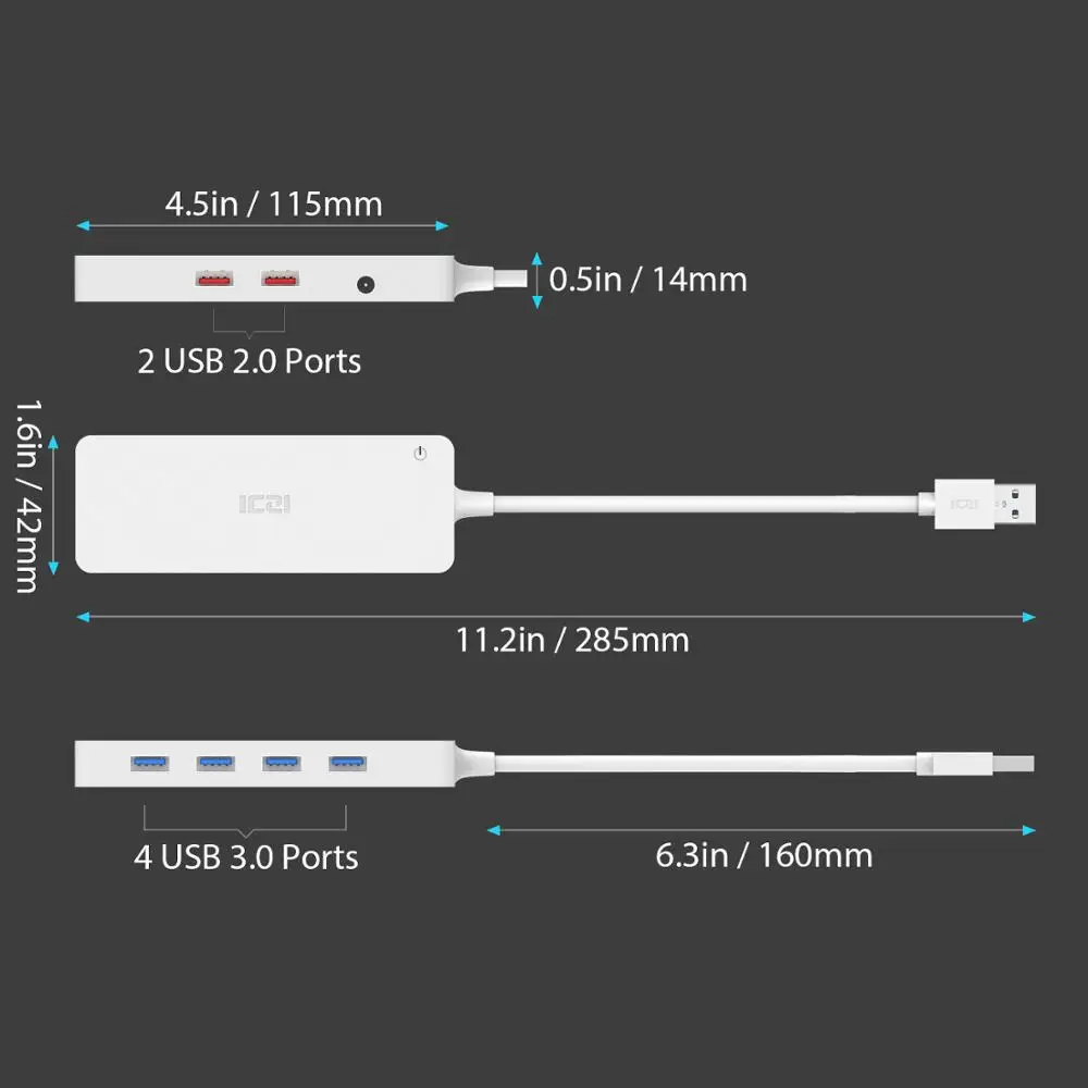ICZI ведущий usb-концентратор USB 3,0 до 4 USB 3,0+ 2 USB порт питания адаптер для ПК ноутбук поверхность Pro конвертер ЕС/JP/разъем блока питания для Великобритании