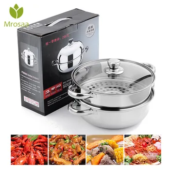 

Stainless Steel 2 layer Thick Steamer pot Soup Steam Pot Universal Cooking Pots for Induction Cooker Gas Stove Hotpot Steam Pot