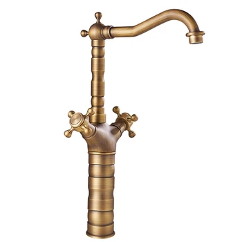 

AFBC Antique Basin Brass Faucets Bathroom Sink Mixer Deck Faucet Rotate Single Handle Hot and Cold Water Mixer Taps Crane Tap Go