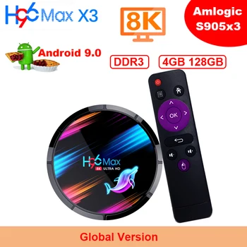 

H96 MAX X3 TV Box Android 9.0 4GB 128GB Amlogic S905X3 Smart TV Box Support 5G Wifi Google Player 8K Set Top Box Netflix Youtube