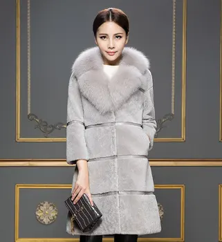 

Luxury Winter Faux Fur Coat Women Thick Long Jacket 2020 Fashion Women Fake Fox Fur Collar Outerwear Women Warm Faux Fur Coat