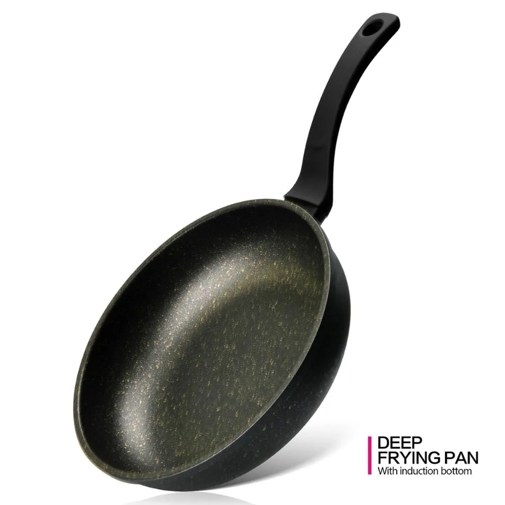 

Forged black Dyflon pan Mable clad with golden dots aluminum Grace series Induction Cooker