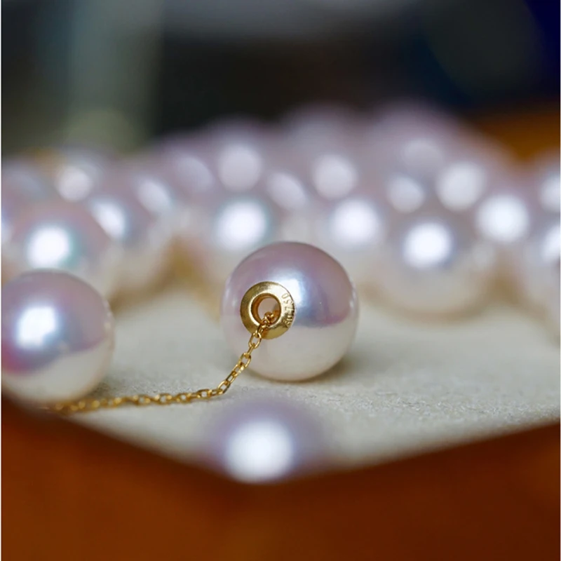 Wedding Real 18k Gold Single Pearl Necklace,Round Natural Freshwater Pearl Pendant Necklace Anniversary Gift
