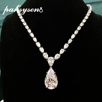 شراءقلادة فاخرة من الفضة الإسترليني 925 من PANSYSEN مُزينة بالأحجار الكريمة على شكل مويسانيتي للبيع بالجملة عقد من المجوهرات الراقية