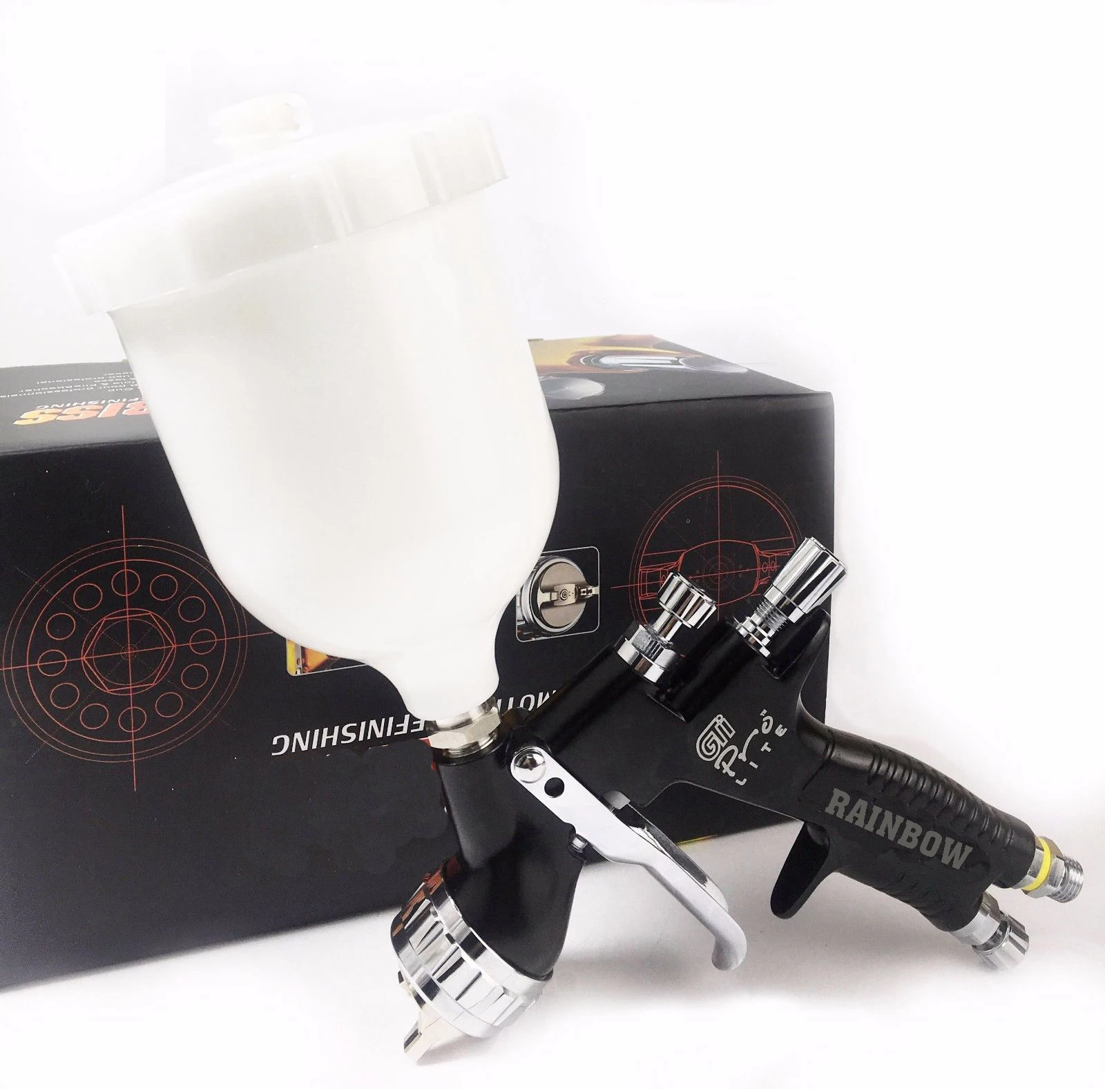 

Air Professional Sparyer GTI PRO LITE BLACK 1.4mm w/t TANK LVMP Car Paint Tool Pistol Spray Gun WATER BASE