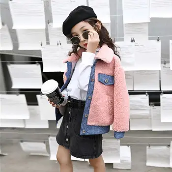 

2020 Winter Baby Girls Faux Lamb Wool Short Jacket Kids Girl Thick Warm Coat Children Fashion Plush Clothes Snowsuit Outwear K41