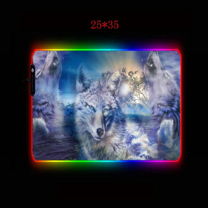 XGZ Wolf RGB компьютерный коврик для мыши светодиодный коврик для игровой мыши с подсветкой геймер большой коврик для мыши с животными USB для клавиатуры Мыши Компьютерный Настольный коврик