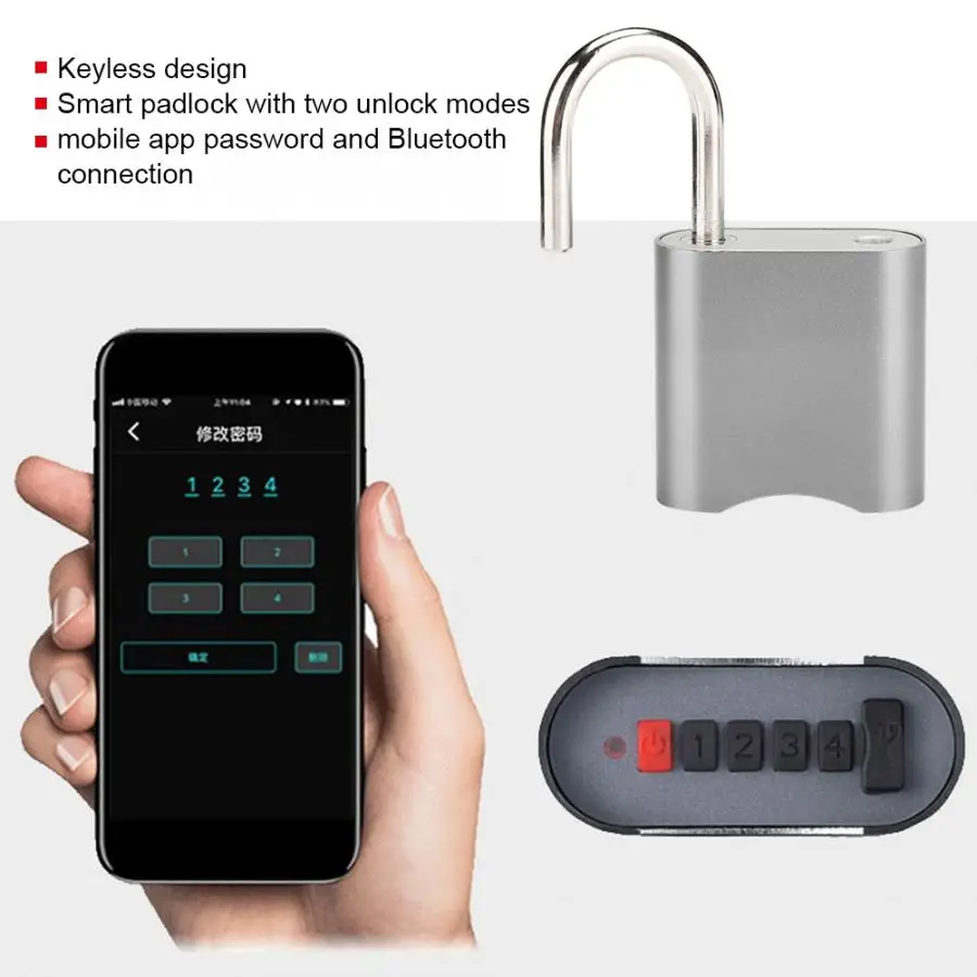 Умный интеллектуальный USB Перезаряжаемый замок Bluetooth телефон приложение пароль разблокировка IP65 Водонепроницаемый замок