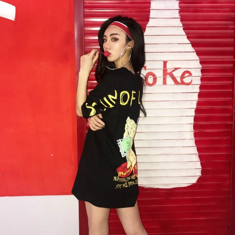 New Euro-American Hip Hop T-shirt Handprint Hip-hop Half-sleeve Lovers Summer Academic Style